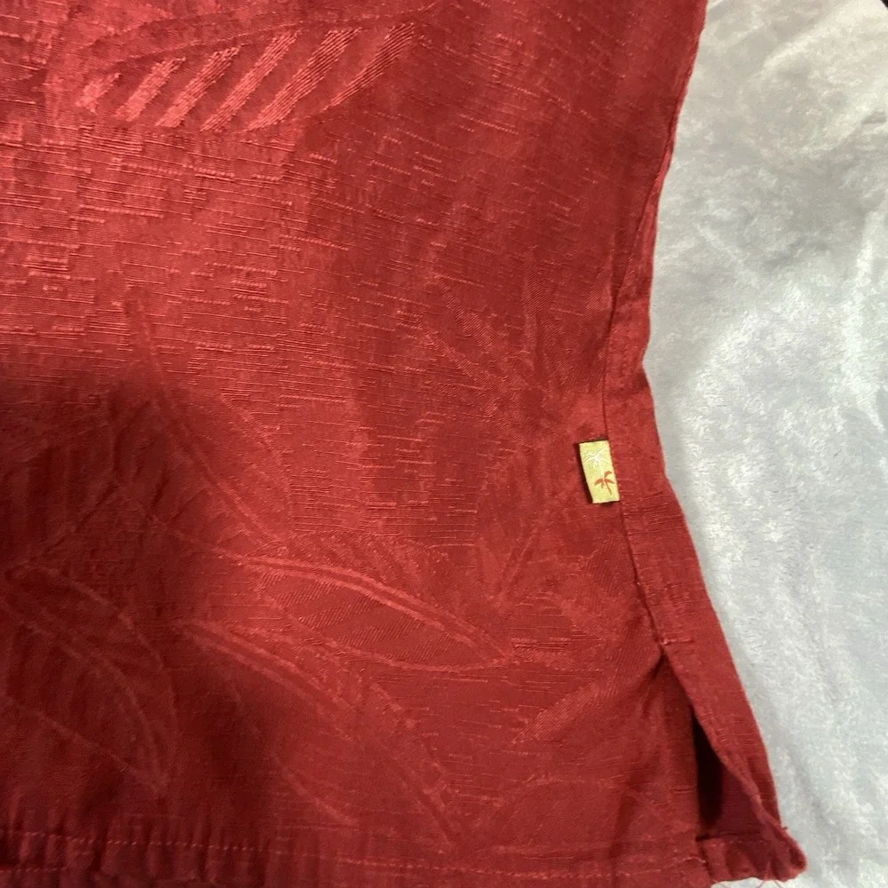 CABANA Mens XL Shirt Red Sueded Hawaiian Tropical Embossed Short Slv Button - Picture 6 of 8